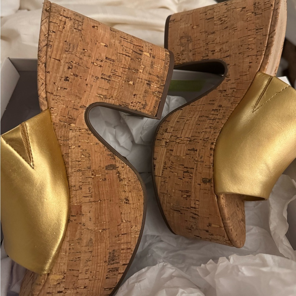 Schutz gold platform sandals